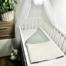 Joey – Puha babatakaró 70×90 cm | Olivazöld pamutvászon, bézs minky, antiallergén töltettel babaágynemű, babapléd