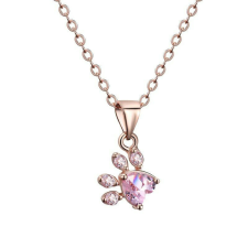 JOYME rose gold nyaklánc tappancs formájú pink kristály dísszel, 44 cm nyaklánc
