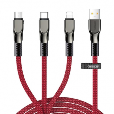 JOYROOM 3in1 kábel USB - Lightning / Lightning / USB-C 3.5A 1.3m, piros kábel és adapter