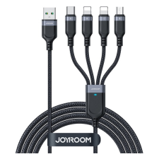 JOYROOM adatkábel és töltő 4in1 (USB - Type-C / 2 lightning 8pin / microUSB, 3.5A, gyorstöltés támogatás, 120cm) FEKETE mobiltelefon kellék