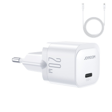JOYROOM JR-TCF02 PD 20W Mini Hálózati Töltőfej + PD Lightning Töltőkábel - Fehér mobiltelefon kellék