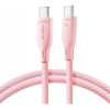 JOYROOM Multi-Color Series SA34-CC3 USB-C/USB-C Kábel 60W Gyors Átvitel 1 m-Rózsaszín (6941237110176)