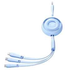 JOYROOM S-A40 Színes sorozat 3in1 visszahúzható kábel USB-A USB-C / Lightning / microUSB 1m - kék kábel és adapter