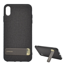 JOYROOM szilikon telefonvédő (textil bevonat, kitámasztó) FEKETE Apple iPhone XS Max 6.5 tok és táska