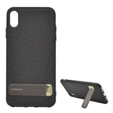 JOYROOM szilikon telefonvédő (textil bevonat, kitámasztó) FEKETE [Apple iPhone XS Max 6.5] tok és táska