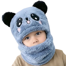  JOZY® pamut sapka, aranyos Panda dizájn, meleg, elasztikus, 3-6 éves korig tökéletes, Prémium anyagú, kényelmes, könnyen hordható, ideális sétához vagy játékhoz, kékesszürke