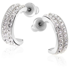 JSB Bijoux Kreole Swarovski kristálykövekkel (félkör, fehér) fülbevaló