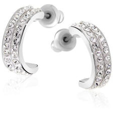JSB Bijoux Kreole Swarovski kristálykövekkel (félkör, fehér) (8592661090329) fülbevaló