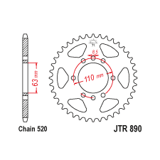 JT hátsó lánckerék JTR890.45ZBK JT Erőátviteli alkatrész Lánc, lánckerék, láncszett Hátsó lánckerék egyéb motorkerékpár alkatrész