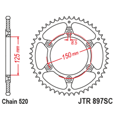 JT hátsó lánckerék JTR897.48 JT Erőátviteli alkatrészek Láncok, lánckerekek, láncszettek Hátsó lánckerekek egyéb motorkerékpár alkatrész