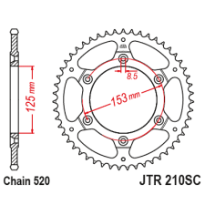 JT JTR210.50 hátsó lánckerék JT Erőátviteli alkatrész Lánc, lánckerék, láncszett Hátsó lánckerék egyéb motorkerékpár alkatrész