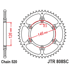 JT JTR808.50SC hátsó lánckerék JT Erőátviteli alkatrész Lánc, lánckerék, láncszett Hátsó lánckerék egyéb motorkerékpár alkatrész