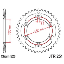 JT SPROCKETS Acél Öntisztító Hátsó Láncsor 251 - 520 egyéb motorkerékpár alkatrész