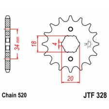 JT SPROCKETS Acél Standard Első Láncsor 328 - 520 egyéb motorkerékpár alkatrész