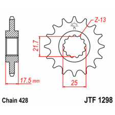 JT SPROCKETS Acél Standard Első Láncszem 1298 - 428 egyéb motorkerékpár alkatrész