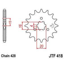 JT SPROCKETS Acél Standard Első Láncszem 418 - 428 egyéb motorkerékpár alkatrész