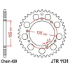 JT SPROCKETS Acél Standard Hátsó Lánckerék 1131 - 420 JT SPROCKETS Erőátviteli alkatrészek Láncok, lánckerekek, láncszettek Hátsó lánckerekek