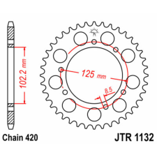 JT SPROCKETS acél standard hátsó lánckerék 1132 - 420 egyéb motorkerékpár alkatrész