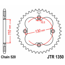 JT SPROCKETS acél standard hátsó lánckerék 1350 - 520 egyéb motorkerékpár alkatrész