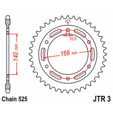 JT SPROCKETS acél standard hátsó lánckerék 3 - 525 egyéb motorkerékpár alkatrész