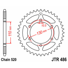 JT SPROCKETS acél standard hátsó lánckerék 486 - 520 egyéb motorkerékpár alkatrész