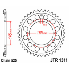 JT SPROCKETS Acél Standard Hátsó Láncsor 1311 - 525 egyéb motorkerékpár alkatrész
