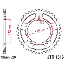 JT SPROCKETS Acél Standard Hátsó Láncsor 1316 - 520 egyéb motorkerékpár alkatrész