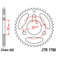 JT SPROCKETS Acél Standard Hátsó Láncsor 1780 - 420 lánc, láncszett
