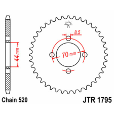  JT SPROCKETS Acél Standard Hátsó Láncsor 1795 - 520 lánc, láncszett