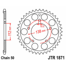  JT SPROCKETS Acél Standard Hátsó Láncsor 1871 - 530 lánc, láncszett
