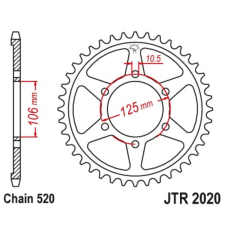  JT SPROCKETS Acél Standard Hátsó Láncsor 2020 - 520 lánc, láncszett