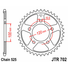 JT SPROCKETS Acél Standard Hátsó Láncsor 702 - 525 egyéb motorkerékpár alkatrész
