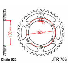  JT SPROCKETS Acél Standard Hátsó Láncsor 706 - 520 lánc, láncszett