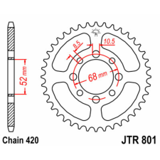 JT SPROCKETS Acél Standard Hátsó Láncsor 801 - 420 egyéb motorkerékpár alkatrész