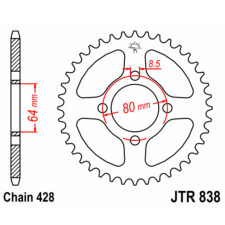 JT SPROCKETS Acél Standard Hátsó Láncsor 838 - 428 egyéb motorkerékpár alkatrész