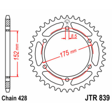 JT SPROCKETS Acél Standard Hátsó Láncsor 839 - 428 egyéb motorkerékpár alkatrész