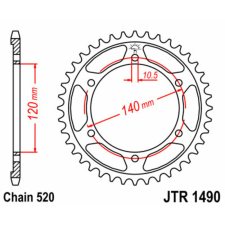 JT SPROCKETS Acél Standard Hátsó Láncszem 1490 - 520 egyéb motorkerékpár alkatrész