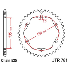 JT SPROCKETS Acél Standard Hátsó Láncszem 761 - 525 egyéb motorkerékpár alkatrész