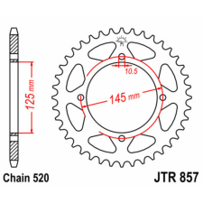 JT SPROCKETS Acél Standard Hátsó Láncszem 857 - 520 egyéb motorkerékpár alkatrész