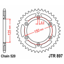 JT SPROCKETS Acél Standard Hátsó Láncszem 897 - 520 egyéb motorkerékpár alkatrész