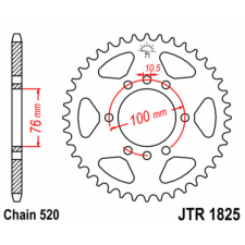  JT SPROCKETS Acél Standard Hátsó Láncszerkezet 1825 - 520 lánc, láncszett