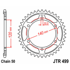 JT SPROCKETS Acél Standard Hátsó Láncszerkezet 499 - 530 lánc, láncszett