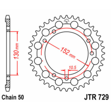 JT SPROCKETS Acél Standard Hátsó Láncszerkezet 729 - 530 egyéb motorkerékpár alkatrész