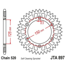 JT SPROCKETS Racelite Alumínium Fekete Hátsó Láncszem 897 - 520 egyéb motorkerékpár alkatrész