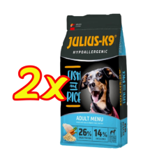 Julius K9 Hypoallergenic Fish and Rice Adult 2x12kg kutyaeledel