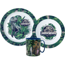 Jurassic World étkészlet, micro műanyag szett bögrével 350 ml babaétkészlet