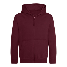 Just Hoods Gyerek cipzáras kapucnis pulóver AWJH050J, Burgundy-3/4 gyerek pulóver, kardigán