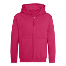 Just Hoods Gyerek cipzáras kapucnis pulóver AWJH050J, Hot Pink-9/11 gyerek pulóver, kardigán