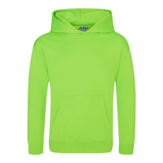 Just Hoods Gyerek élénk színű kapucnis pulóver AWJH004J, Electric Green-12/13