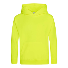 Just Hoods Gyerek élénk színű kapucnis pulóver AWJH004J, Electric Yellow-12/13